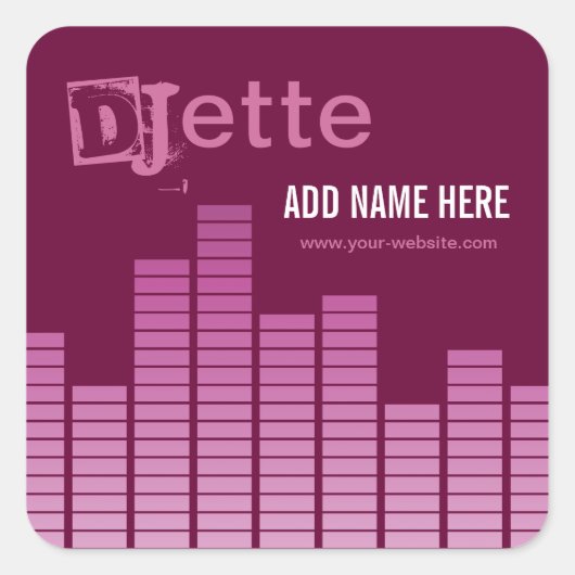 Roze Equalizer Vierkante Sticker (Voorkant)