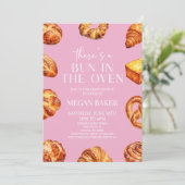 Roze Er zit een broodje in het ovenbrood Baby show Kaart (Staand voorkant)