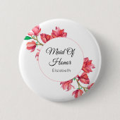 Roze Eredame Bloem Witte Knoop Ronde Button 5,7 Cm (Voorkant)