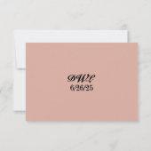 Roze erfstuk QR-code trouw-RSVP kaart (Achterkant)