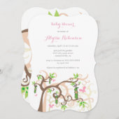 Roze erwt in de uitnodiging tot het Baby shower va (Voorkant / Achterkant)