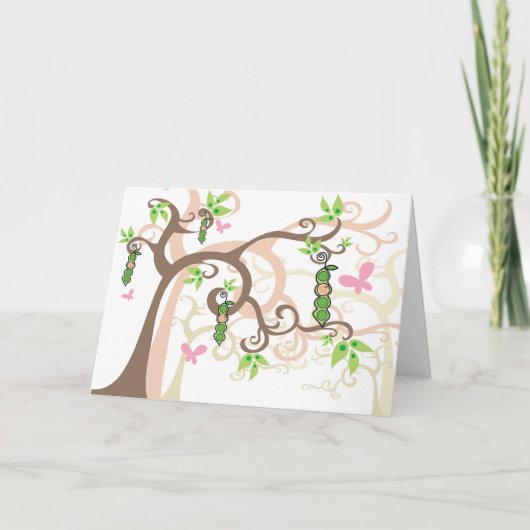 Roze Erwt in een Kaart van het Baby shower van het (Voorkant)