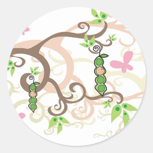 Roze Erwt In Een Pod Meisje Baby shower Sticker (Voorkant)