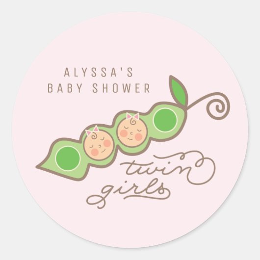 Roze erwten in een Sticker met twee Baby showers p (Voorkant)