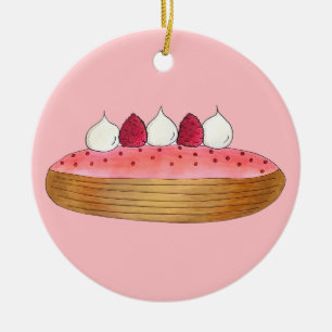 Roze esclair French Choux Pastry Baking Patisserie Keramisch Ornament