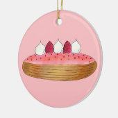 Roze esclair French Choux Pastry Baking Patisserie Keramisch Ornament (Links)