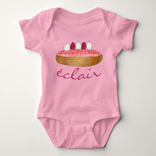 Roze esclair French Choux Pastry Baking Patisserie Romper (Voorkant)