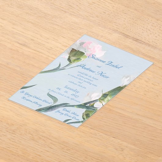 Roze Essence Frosted Acryl Uitnodiging voor de bru (Laagn)