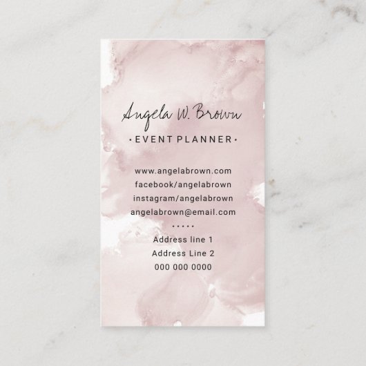 Roze Essential Oils Elegant Retro Flower Visitekaartje (Achterkant)