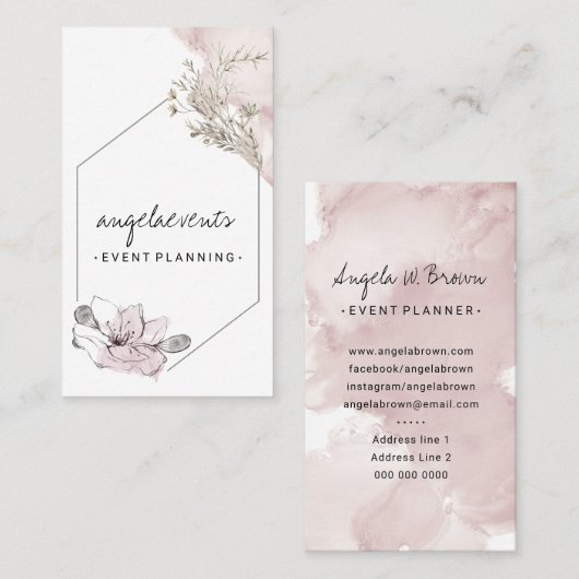 Roze Essential Oils Elegant Retro Flower Visitekaartje (Voorkant / Achterkant)