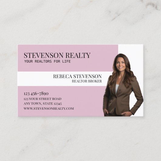 Roze Estate Agent Visitekaartje (Voorkant)