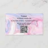 Roze esthetisch marmer Glitter Visitekaartje (Achterkant)