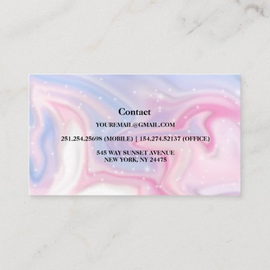 Roze esthetisch marmer Glitter Visitekaartje