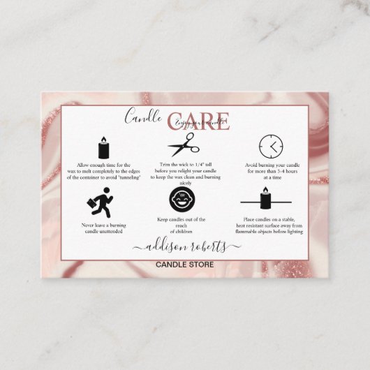 Roze, esthetisch Visitekaartje Kandle Care Square (Voorkant)