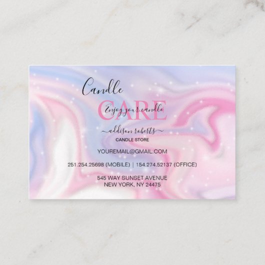 Roze, esthetisch Visitekaartje Kandle Care Square (Achterkant)