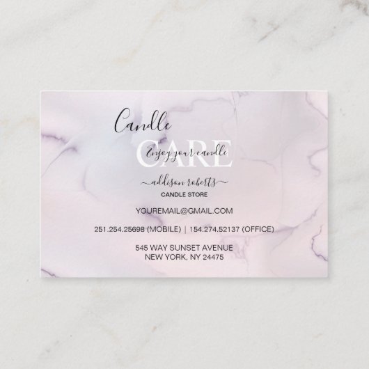 Roze, esthetisch Visitekaartje Kandle Care Square (Achterkant)