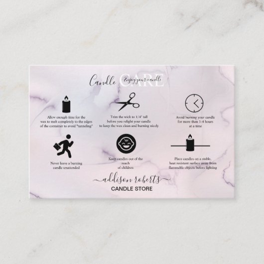 Roze, esthetisch Visitekaartje Kandle Care Square (Voorkant)