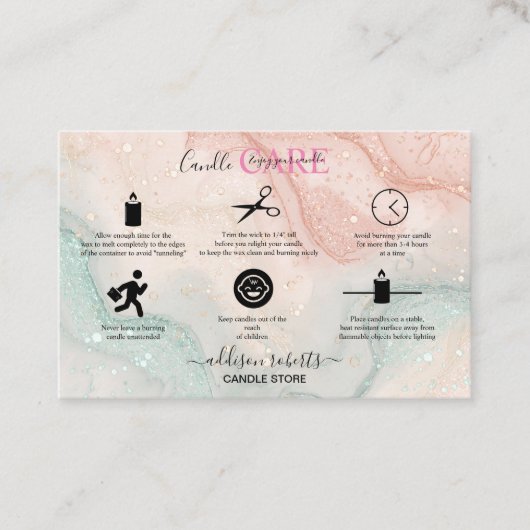 Roze, esthetisch Visitekaartje Kandle Care Square (Voorkant)