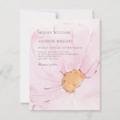 Roze esthetische bloem bloeiende bruiloft kaart (Voorkant)