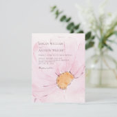 Roze esthetische bloem bloeiende bruiloft kaart (Staand voorkant)