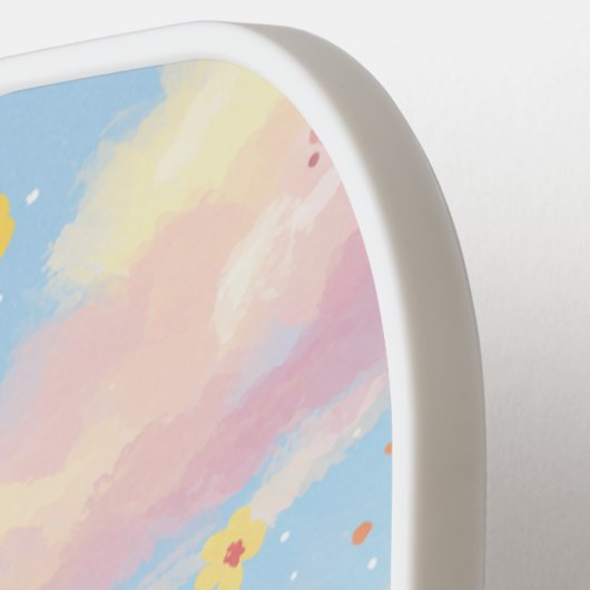  roze esthetische bloemen pickleball paddle (Links Detail)