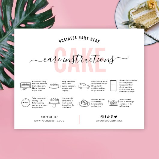 Roze Esthetische Cake Care Kaart Dank u kaart