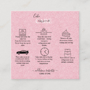 Roze esthetische Cake Square Visitekaartje