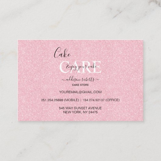 Roze esthetische Cake Square Visitekaartje (Achterkant)