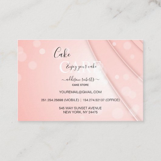 Roze esthetische Cake Square Visitekaartje (Achterkant)