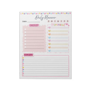 Roze esthetische dagelijkse planner notitieblok