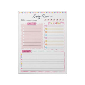 Roze esthetische dagelijkse planner notitieblok