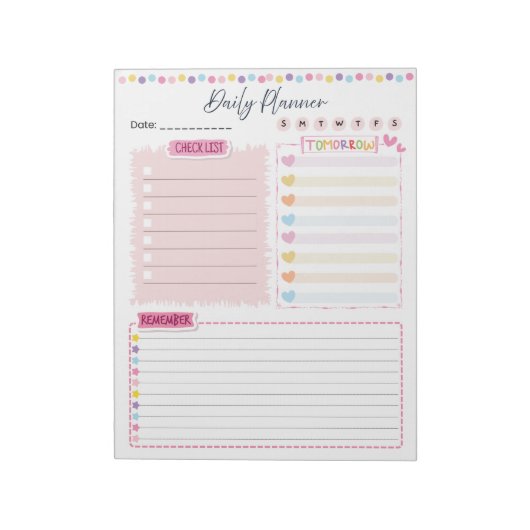 Roze esthetische dagelijkse planner notitieblok (Linkerzijde)