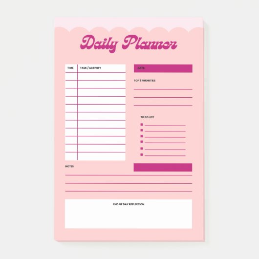Roze esthetische dagelijkse planner Post-it® notit Notes (Voorkant)