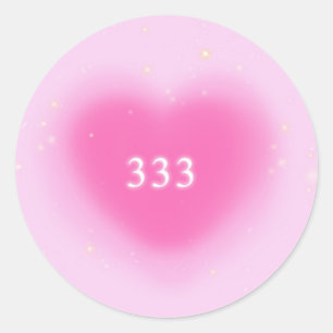 roze esthetische engel nummer 333 ronde sticker