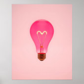 Roze esthetische gloeilamp met hartfilament poster (Voorkant)