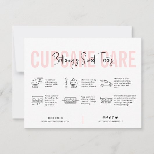 Roze esthetische handleiding voor Cupcake-zorg Bedankkaart (Voorkant)
