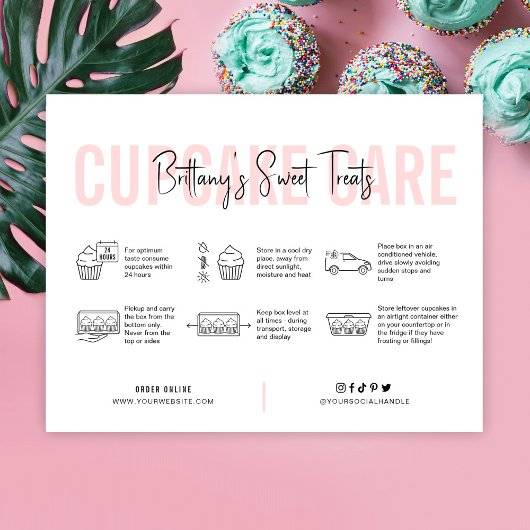 Roze esthetische handleiding voor Cupcake-zorg Bedankkaart