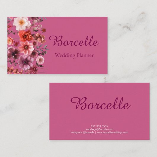 Roze Esthetische Identiteit Wedding Planner Visitekaartje (Voorkant / Achterkant)