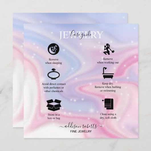 Roze esthetische juwelenzorg bedankkaart (Voorkant / Achterkant)