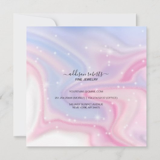 Roze esthetische juwelenzorg bedankkaart (Achterkant)