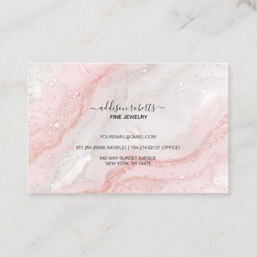 Roze esthetische juwelier Care Square Visitekaartj Visitekaartje (Achterkant)