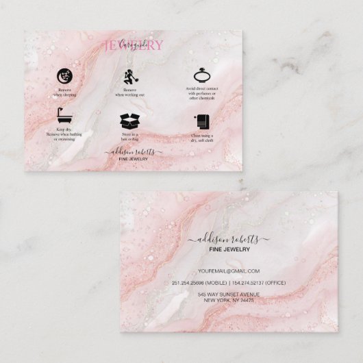 Roze esthetische juwelier Care Square Visitekaartj Visitekaartje (Voorkant / Achterkant)