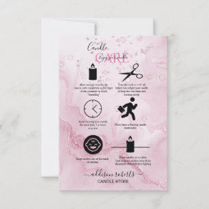 Roze esthetische kaarszorg bedankkaart