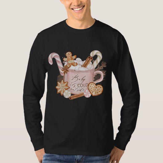Roze esthetische kerstmancacao met Snoep T-shirt (Voorkant)