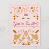  roze esthetische paasmaannodiging kaart (Voorkant / Achterkant)