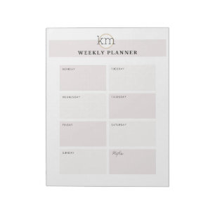 Roze Esthetische Professionele Weekplanner Notitieblok