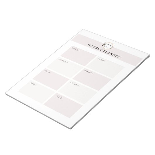 Roze Esthetische Professionele Weekplanner Notitieblok (Schuin)