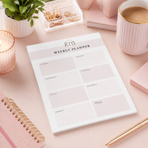 Roze Esthetische Professionele Weekplanner Notitieblok