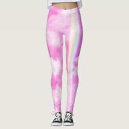 Roze esthetische regenboogstraal leggings