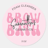 Roze Esthetische Retro Brow Bath Wenkbrauwen Shamp Ronde Sticker (Voorkant)